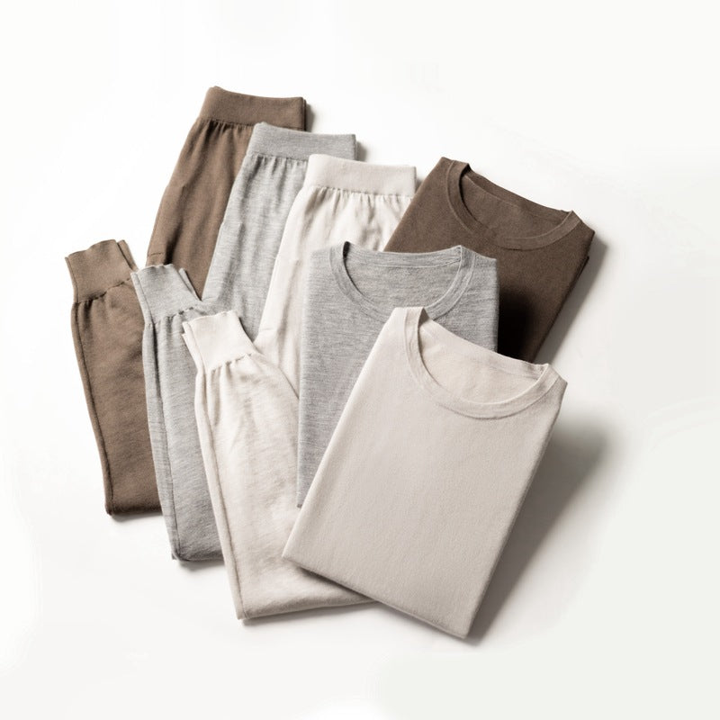Men's Fine-spun Pure Cashmere Crew Neck Thermal Basewear Set
