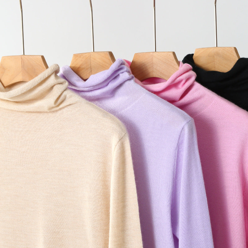 Women's Fine-spun Pure Cashmere Soft Roll Neck Lightweight Base Sweater