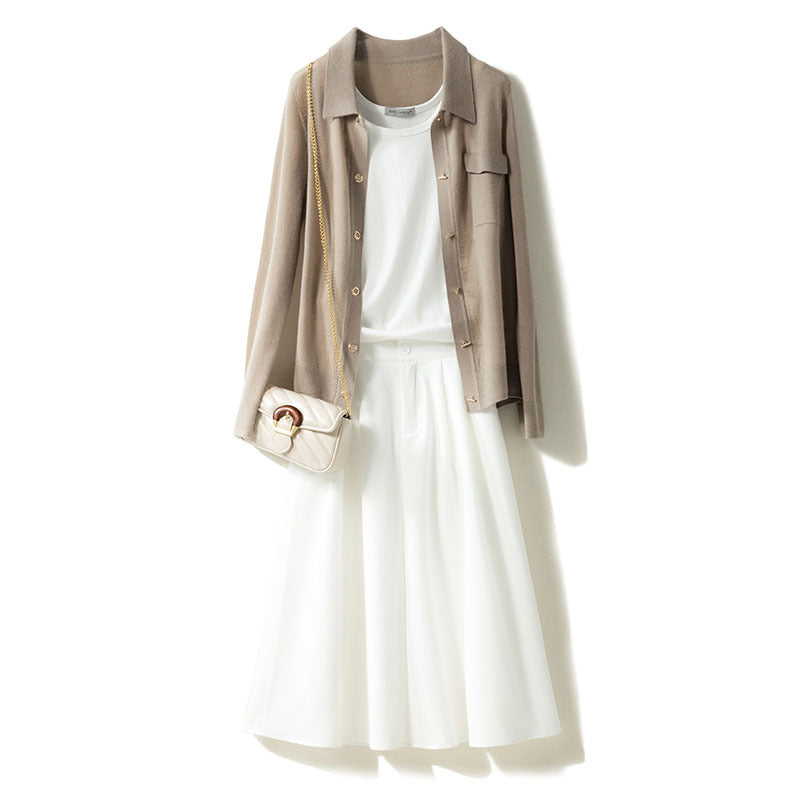Women's Pure Cashmere Fine-Knit Tie-Pocket Cardigan 3