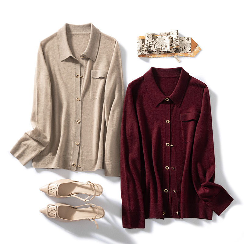 Women's Pure Cashmere Fine-Knit Tie-Pocket Cardigan