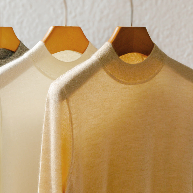 Women's Fine-spun Pure Cashmere Semi-high Neck Straight Base Sweater