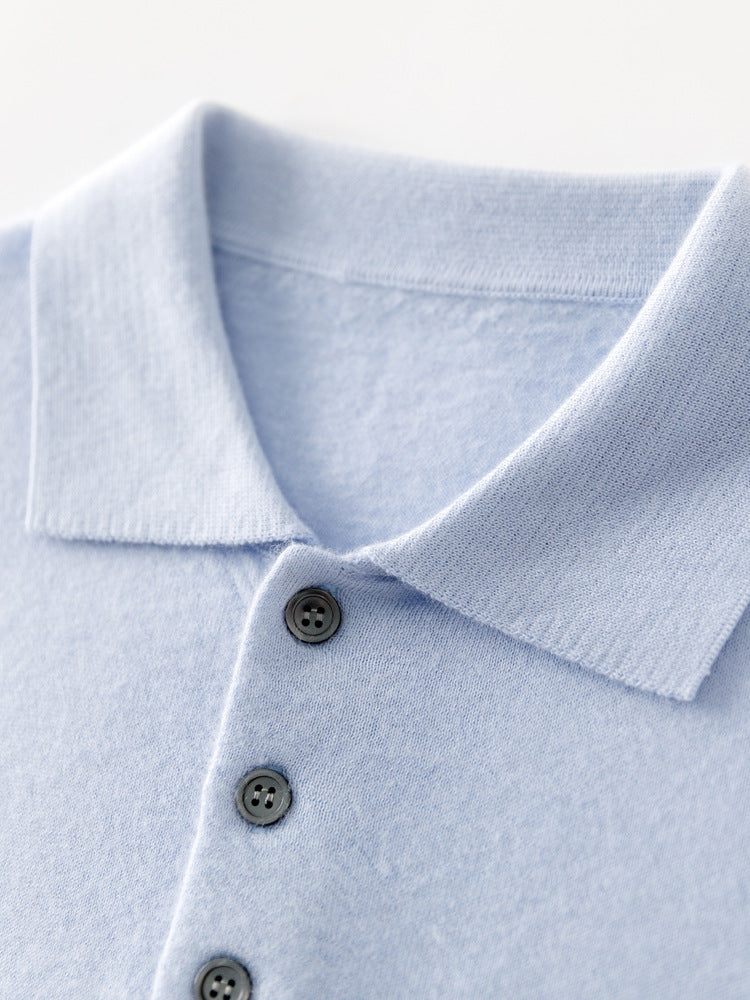 Men's Worsted Pure Cashmere Polo Collar Sweater