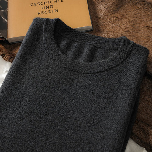 Men's Autumn Winter Pure Cashmere 48-count Thick Crew Neck Sweater