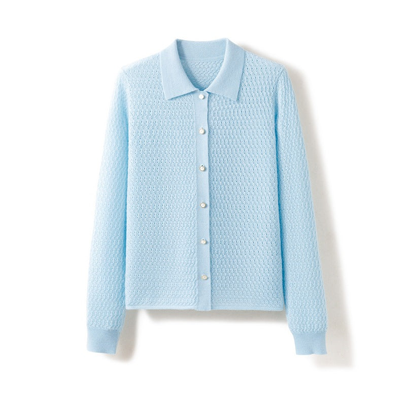 Women's 48-Count Double-Strand Cashmere Cutout Cardigan