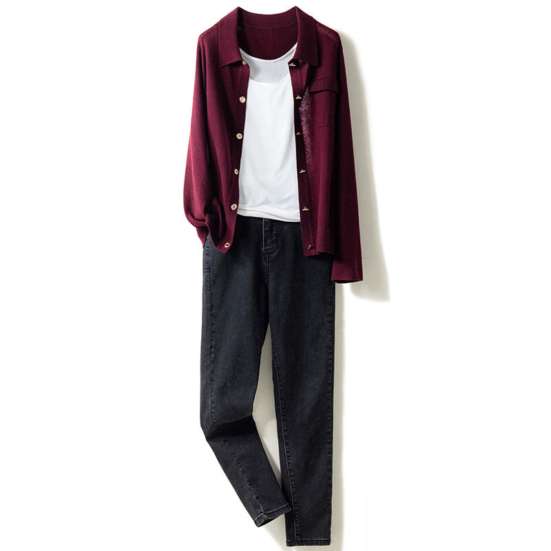 Women's Pure Cashmere Fine-Knit Tie-Pocket Cardigan 4