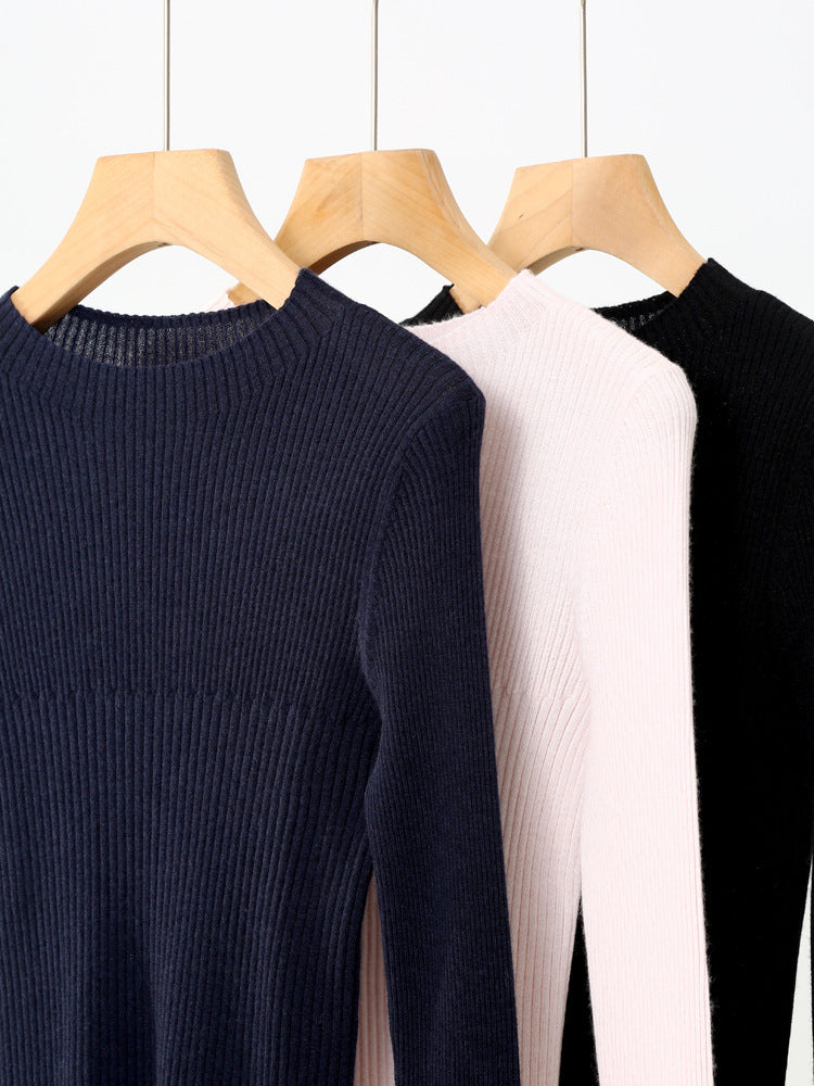 Women's Worsted Pure Cashmere Mock-Neck Slim Sweater 5