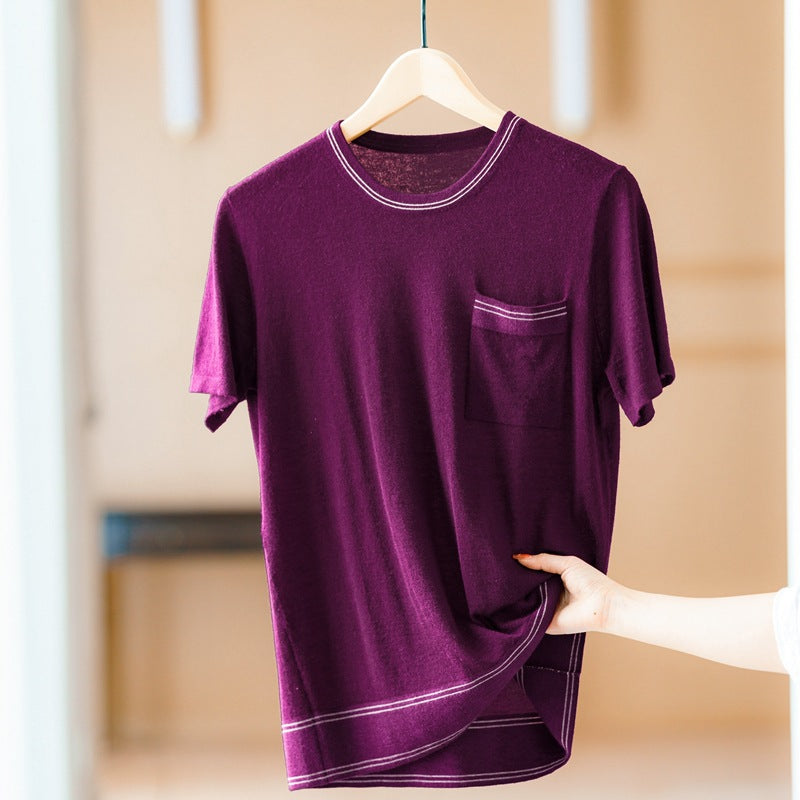 Men's 80-Count Fine-Spun Cashmere Short-Sleeve Crew Neck Sweater