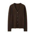 Women's Fine-spun Pure Cashmere Layered V-neck Cardigan And Semi-high Neck Set