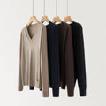 Women's Fine-spun Pure Cashmere V-neck Essential Base Sweater