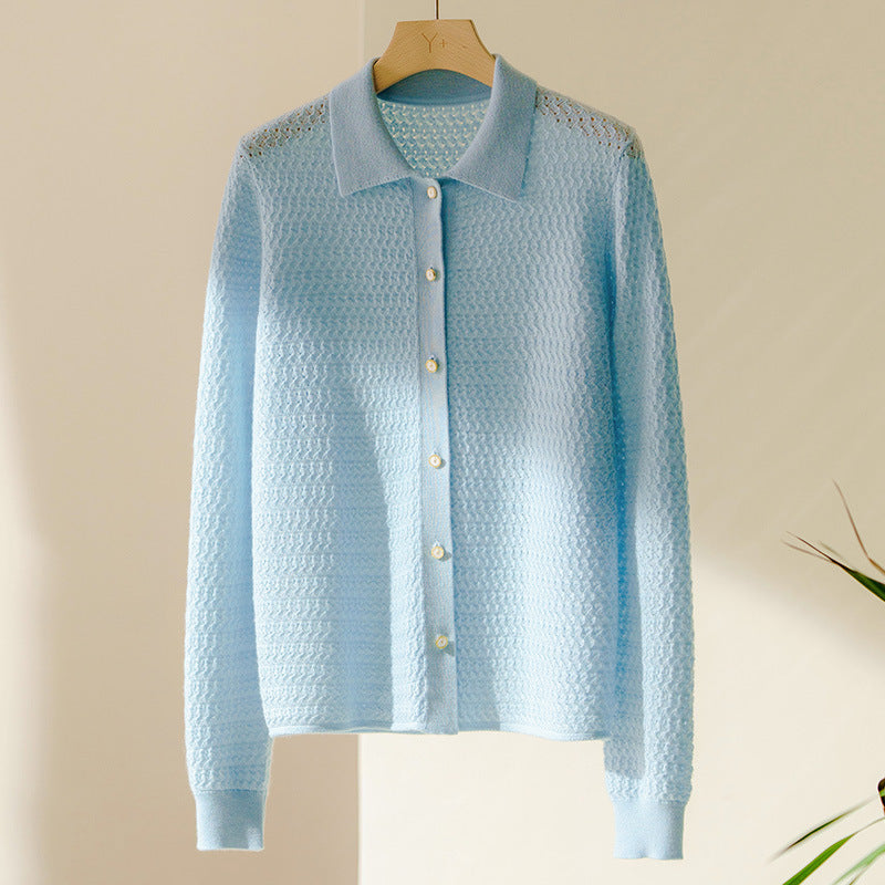 Women's 48-Count Double-Strand Cashmere Cutout Cardigan 4
