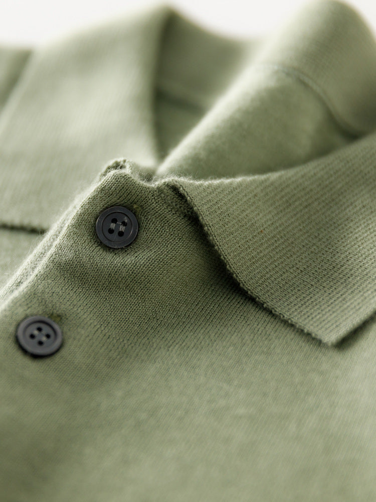 Men's Worsted Pure Cashmere Polo Collar Sweater 2