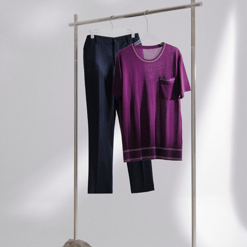 Men's 80-Count Fine-Spun Cashmere Short-Sleeve Crew Neck Sweater 4