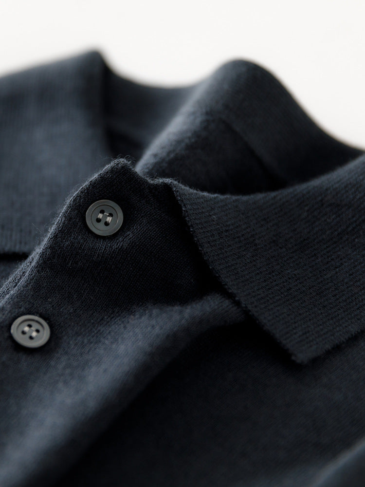 Men's Worsted Pure Cashmere Polo Collar Sweater 3