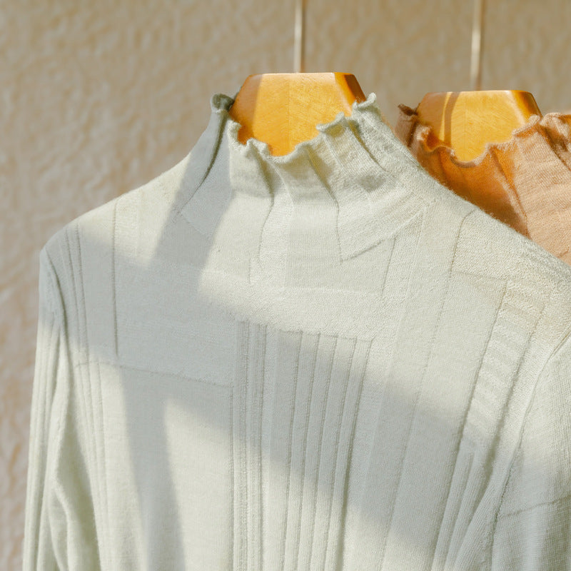 Women's Fine-spun 60-count Pure Cashmere Semi-high Neck Fitted Sweater
