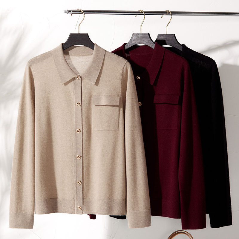 Women's Pure Cashmere Fine-Knit Tie-Pocket Cardigan 2