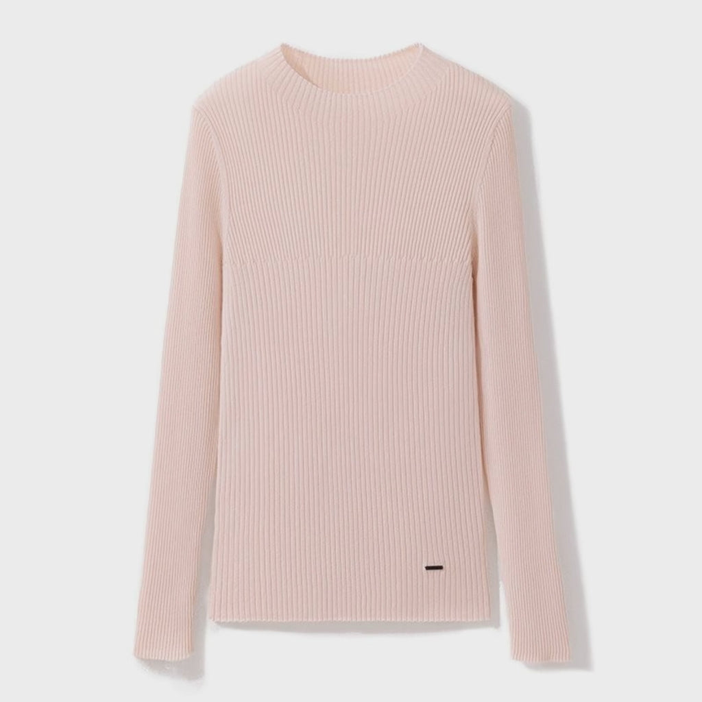 Women's Fine-Knit Pure Cashmere Striped Mock-Neck Sweater 360 video