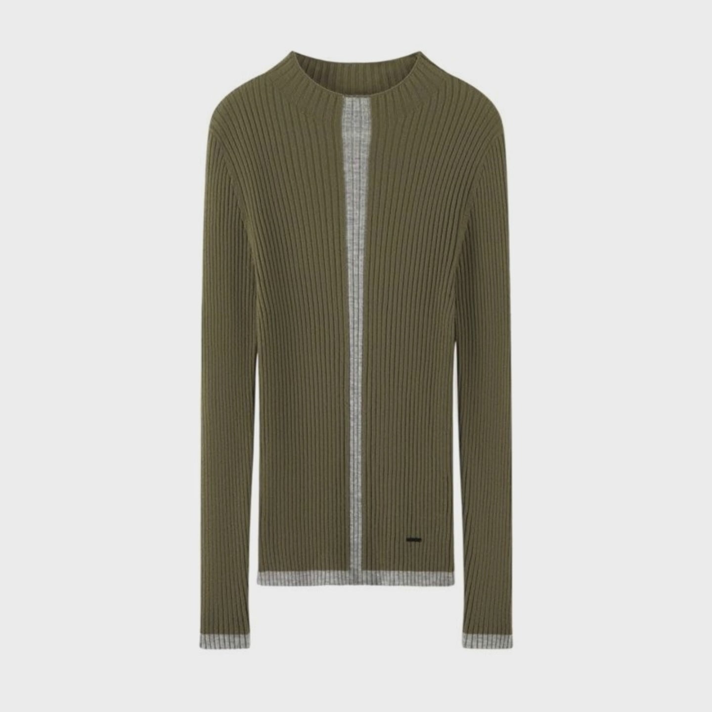 Women's Fine-spun Pure Cashmere Ribbed Semi-high Neck Contrast Base Sweater floating 360 video