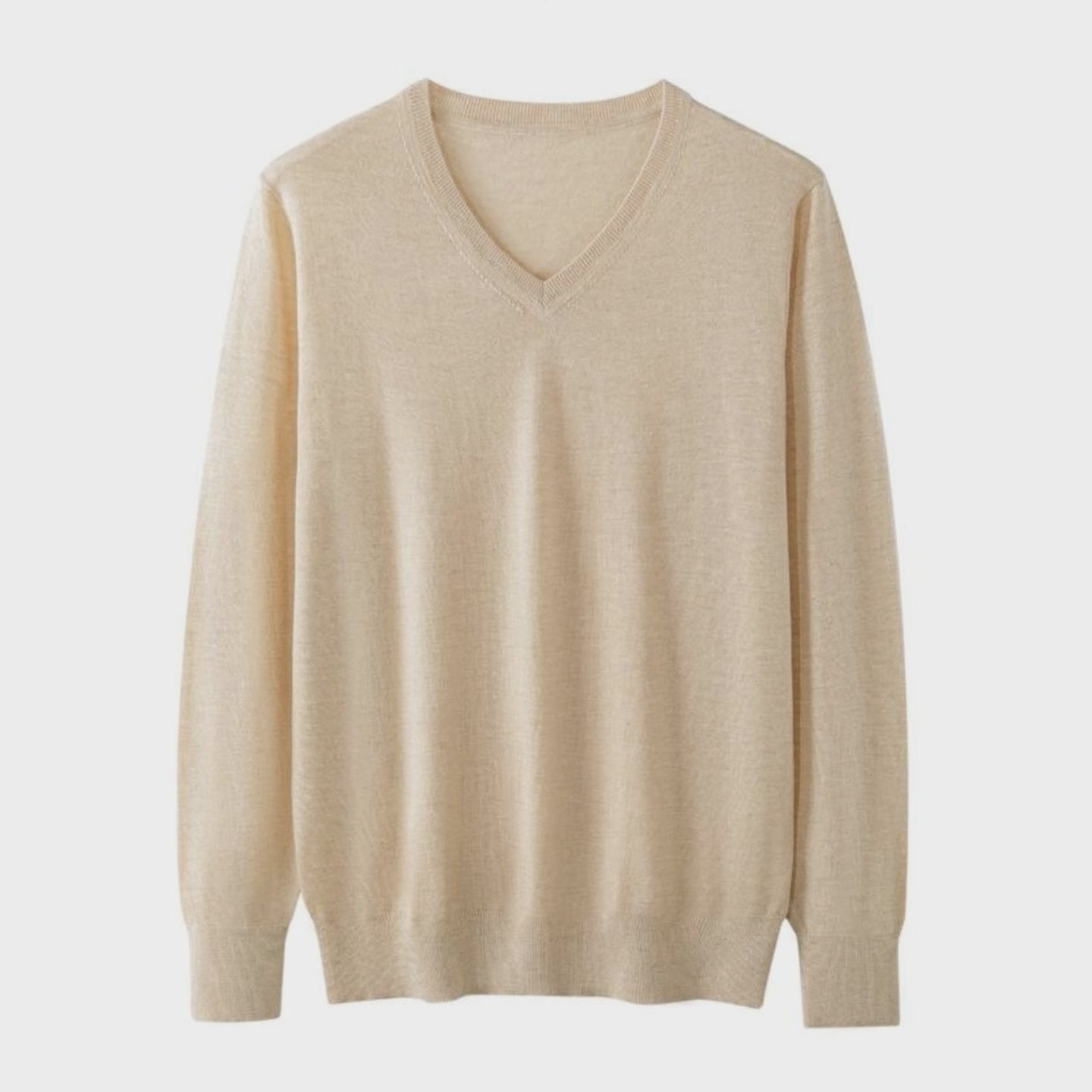 Men's Fine-spun Pure Cashmere V-neck Pullover Business Sweater floating 360 video