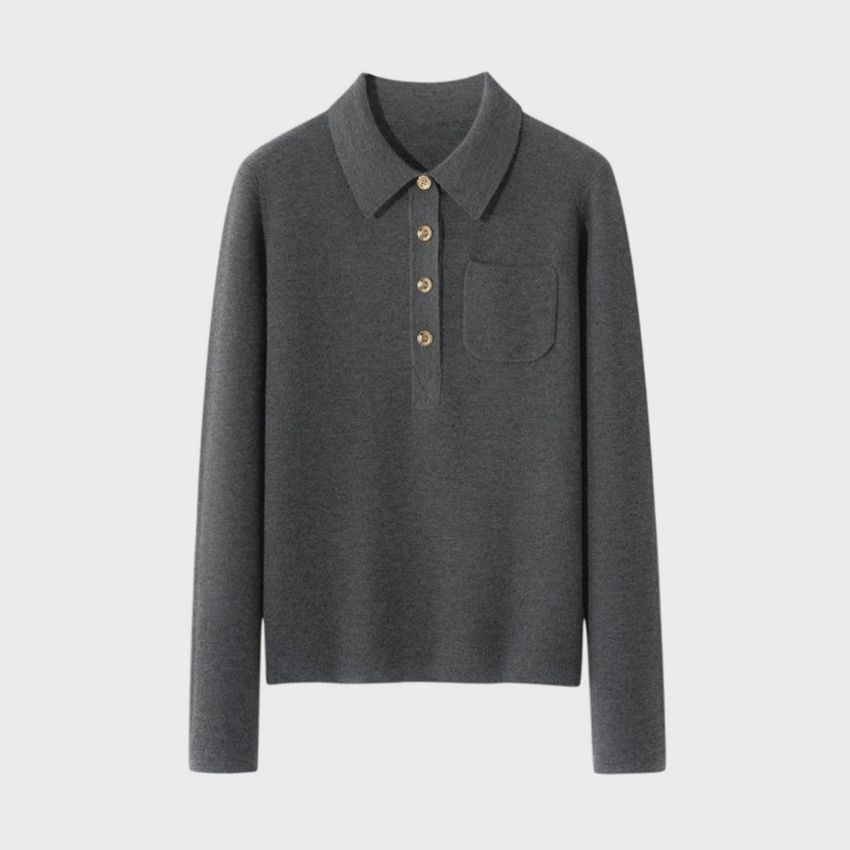Women's 60-count Fine-spun Pure Cashmere Polo Collar Thick Fitted Sweater floating 360 video